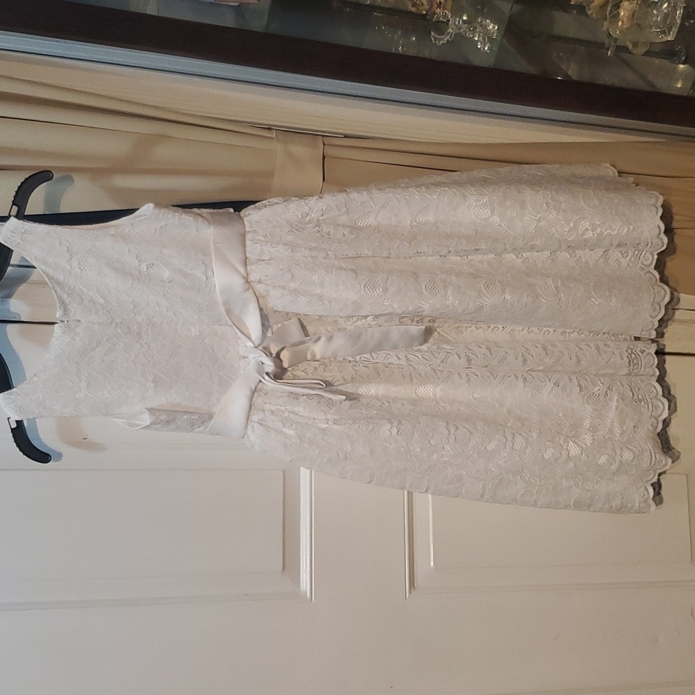 Girls First Communion Dress Jayne Copeland Sz12 White Lace Satin Sash - Picture 4 of 4